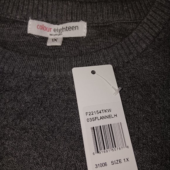 COLOUR EIGHTEEN FLANNEL BALLOON SLEEVE SWEATER TOP - Picture 9 of 11